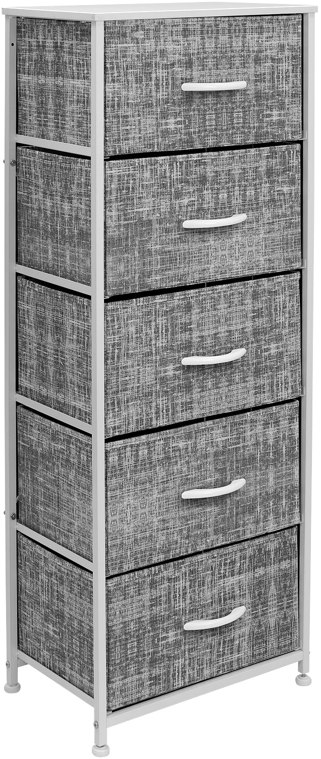 Sorbus Dresser Storage Tower, Organizer for Closet, Tall Dresser for Bedroom, Chest Drawer for Clothes, Hallway, Living Room, College Dorm, Steel Frame, Wood Top, Fabric, 5 Drawers