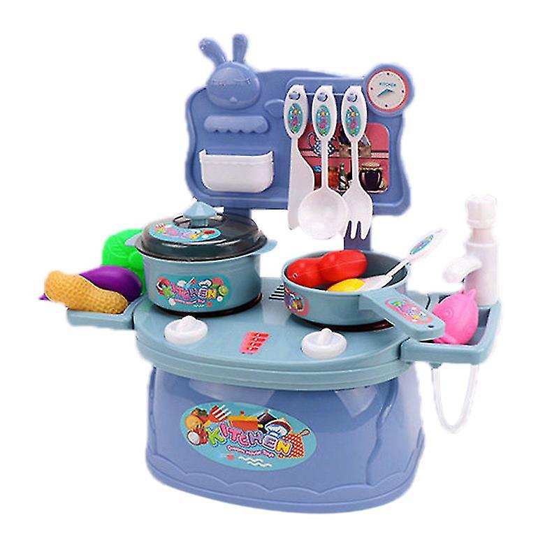 Kitchen Toys Plastic Pretend Food Playset Fruits Vegetables Toys for Children Kids Blue