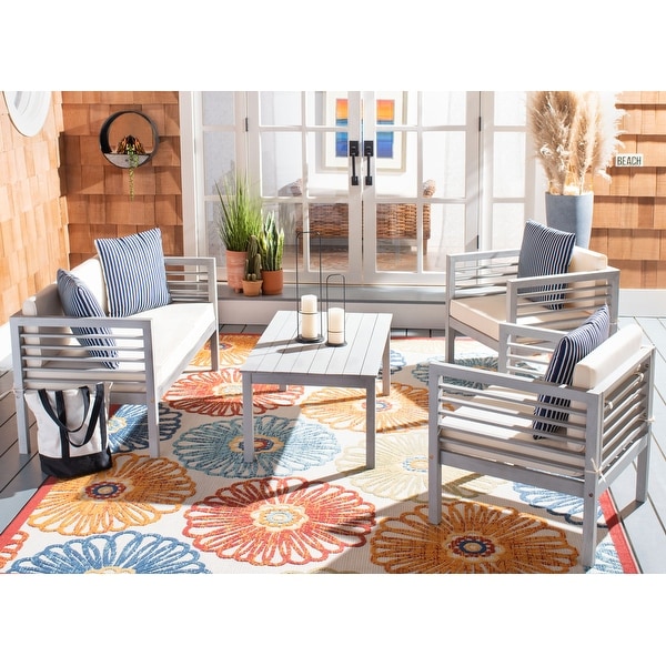 SAFAVIEH Outdoor Living Alda 4piece Set with Accent Pillows