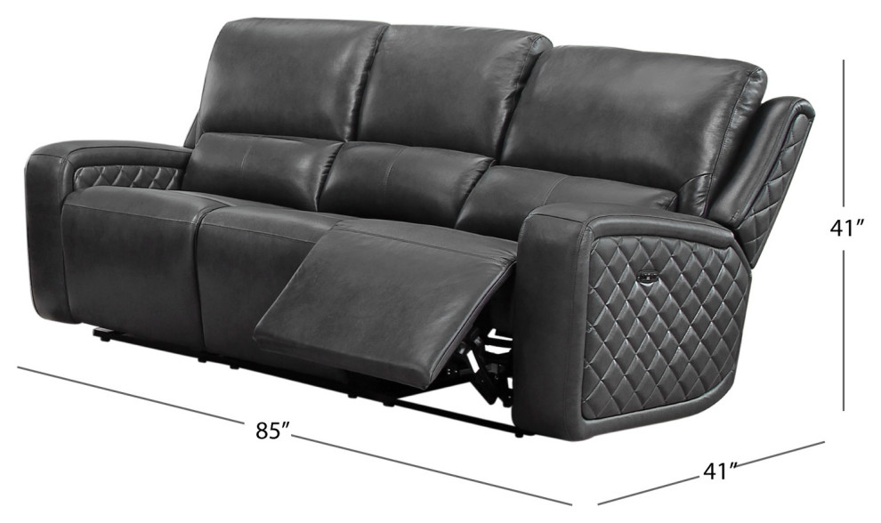 Dean Leather Power Reclining Sofa  Power Headrest   Contemporary   Sofas   by Abbyson Living  Houzz