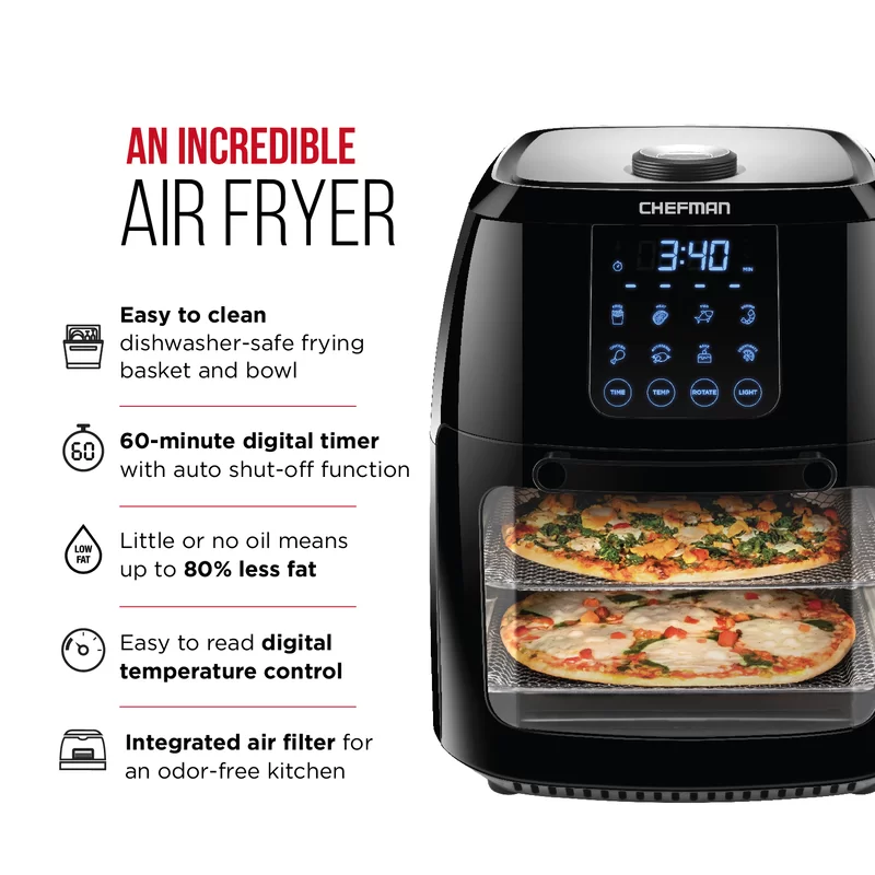 Chefman RJ38-6-RDO 6.3 qt. Black Air Fryer TurboFry