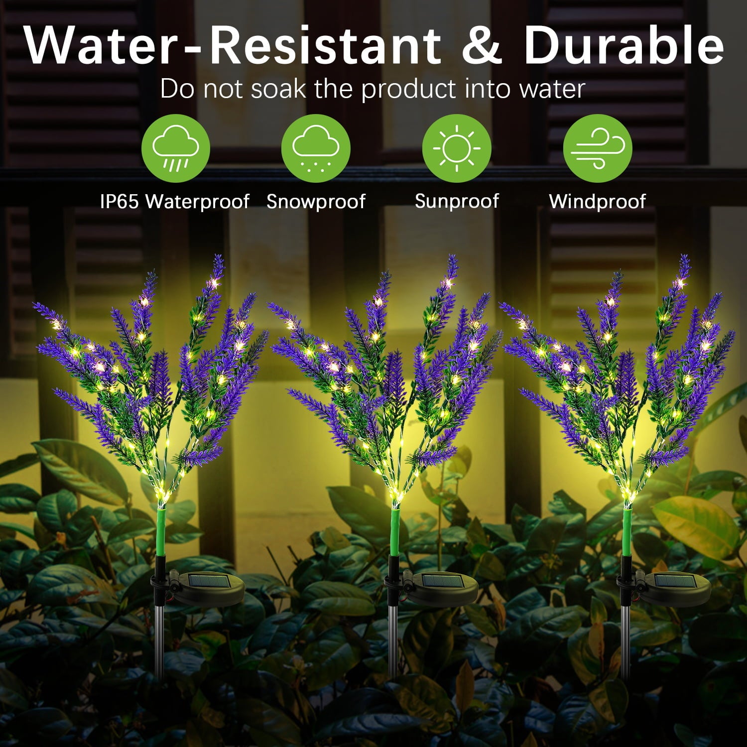 Joyoldelf Solar Outdoor Lights， Waterproof Garden Light for Outdoor Decor， Solar Powered Landscape Lights for Patio Yard Backyard Walkway lawn Decoration， Pathway Flower Stake Lights， 2 Pack Lavender