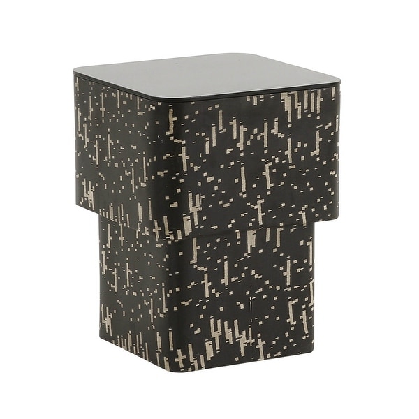 Faye Black Glass Side Table - 15.9