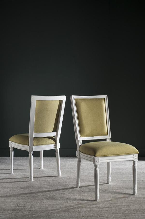 Cora 19 quotH French Brasserie Linen Side Chair  Set of 2  Spring Green/Cream   French Country   Dining Chairs   by V.S.D Furniture  Houzz