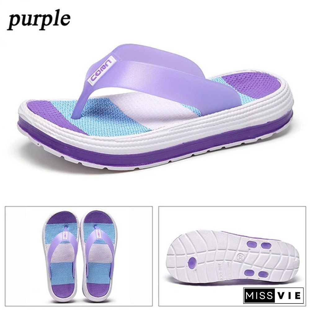 Women Fashion Outdoor Flip Flops Casual Beach Slippers Home Non-Slip Sandals Comfort Rainbow Slippers Plus Size 36-41