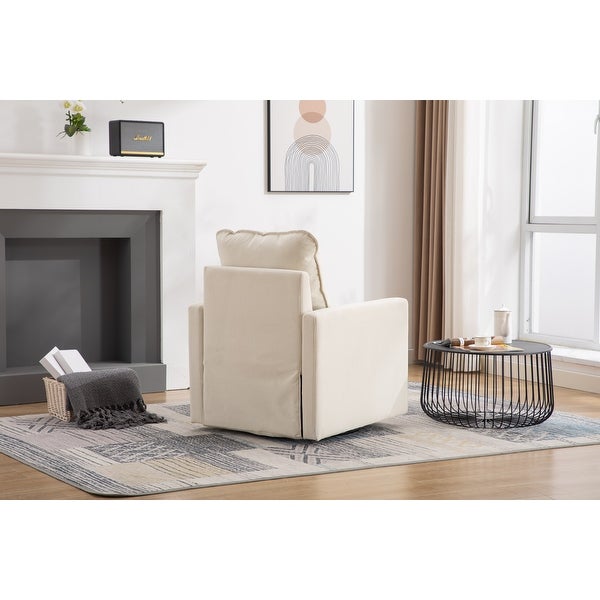 Swivel Round Accent Chair Sofa 360 Degree Swivel Barrel Club Chair and Living Room Soft Lamb Wool Arm Chairs， Beige