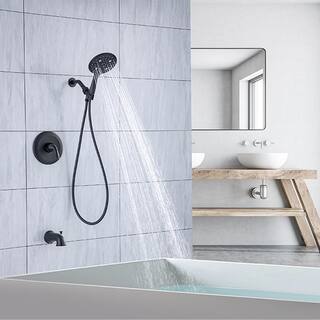 GIVING TREE Single-Handle 6-Spray Tub and Shower Faucet Combo in Matte Black (Valve Included) HDYN-ZG0068