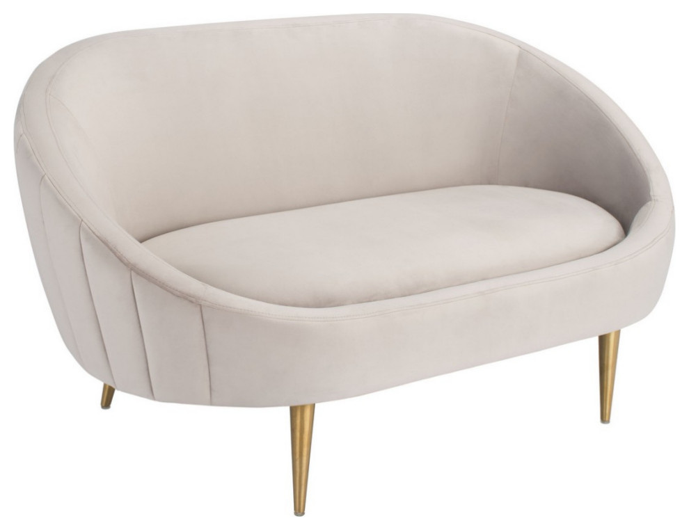 Henney Channel Tufted Tub Loveseat Pale Taupe/Gold   Modern   Loveseats   by Virgil Stanis Design  Houzz