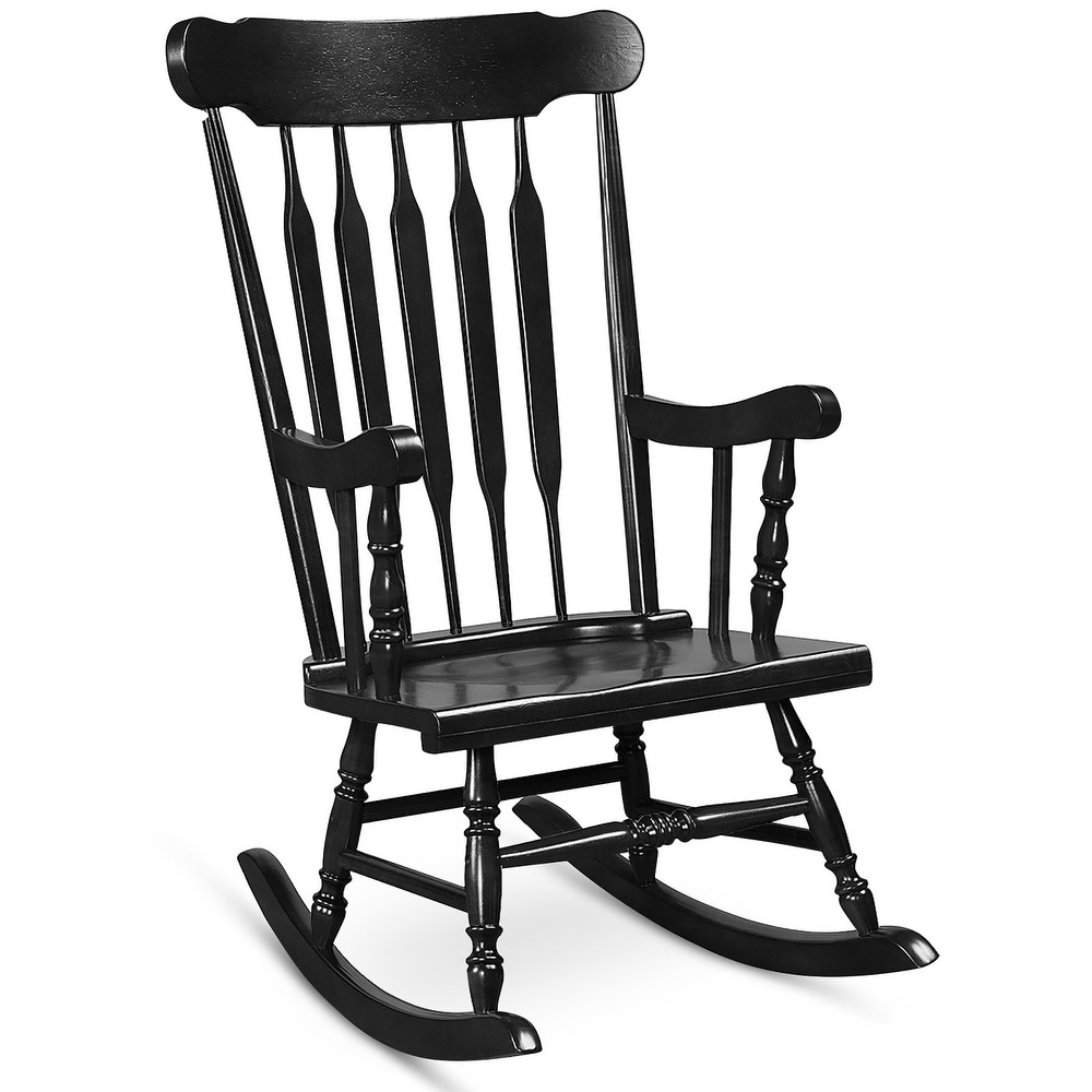 Gymax Wooden Rocking Chair Single Rocker Indoor Garden Patio Yard