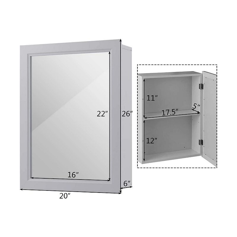 Wall Mounted Adjustable Medicine Storage Mirror Cabinet