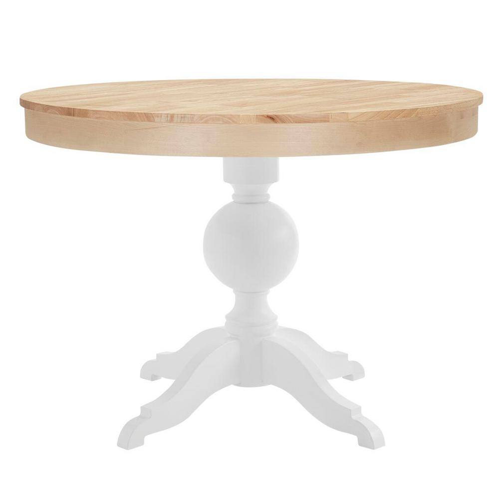 StyleWell Round Pedestal Unfinished Natural Pine Wood Table for 4 (42 in. L x 29.75 in. H) T-01