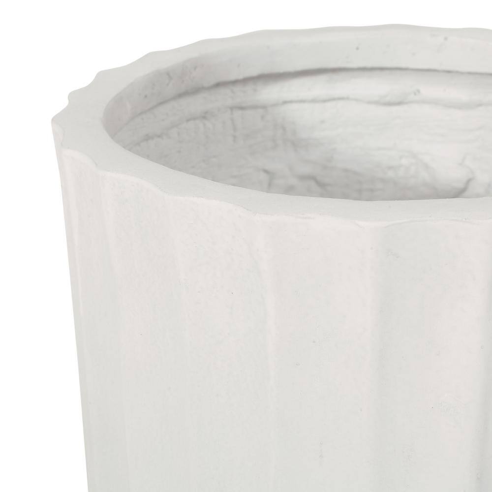 Noble House Gilmanton 12.5 in. and 10 in. Tall Antique White Lightweight Concrete Outdoor Planter Set (2-Packs) 107706