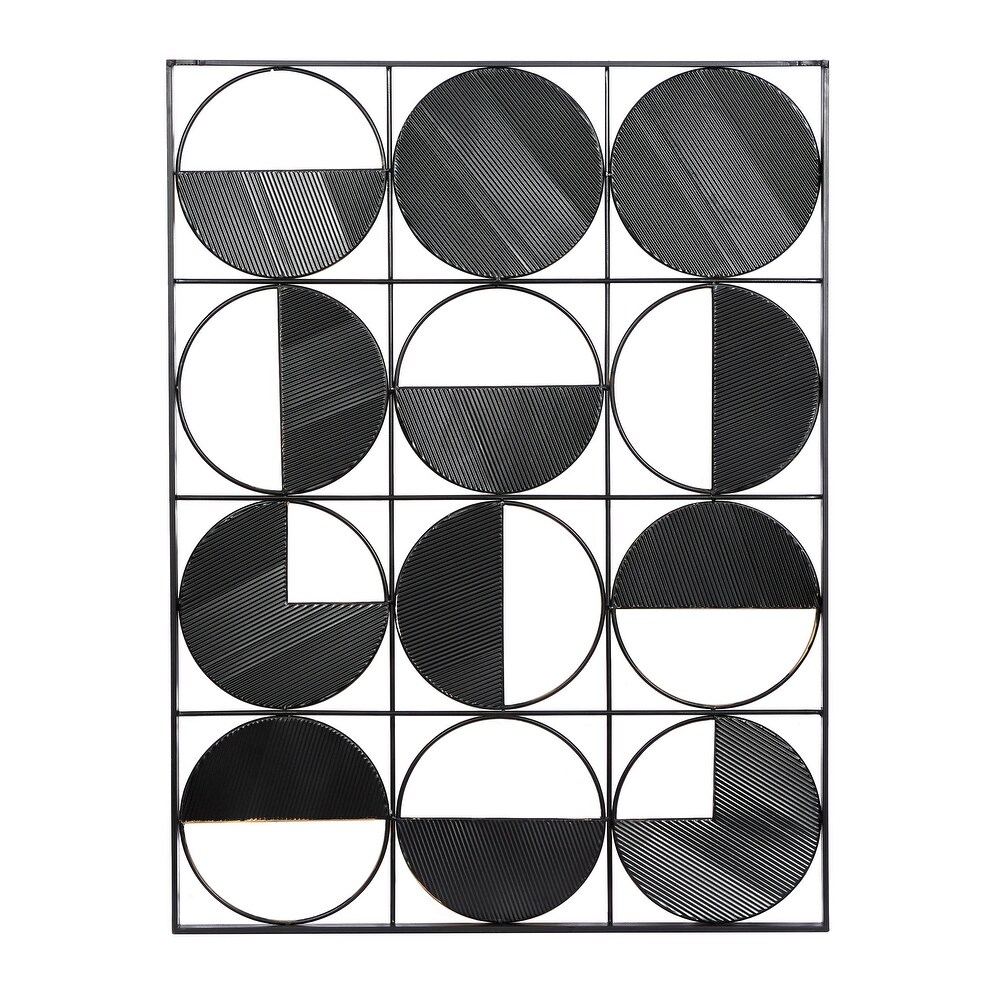 CosmoLiving by Cosmopolitan Black Metal Half Moon Geometric Wall Decor with Gold Detailing