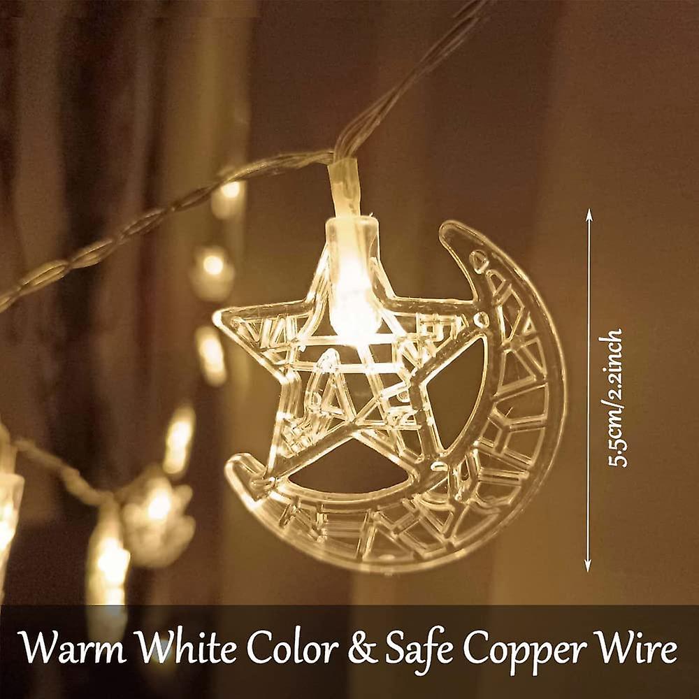 Moon Star Fairy String Lights， 9.84ft 20 Led Star Moon Decorative Lights For Home Garden Indoor Outdoor Wedding Party Holiday Bedroom Wall Decor， Rama