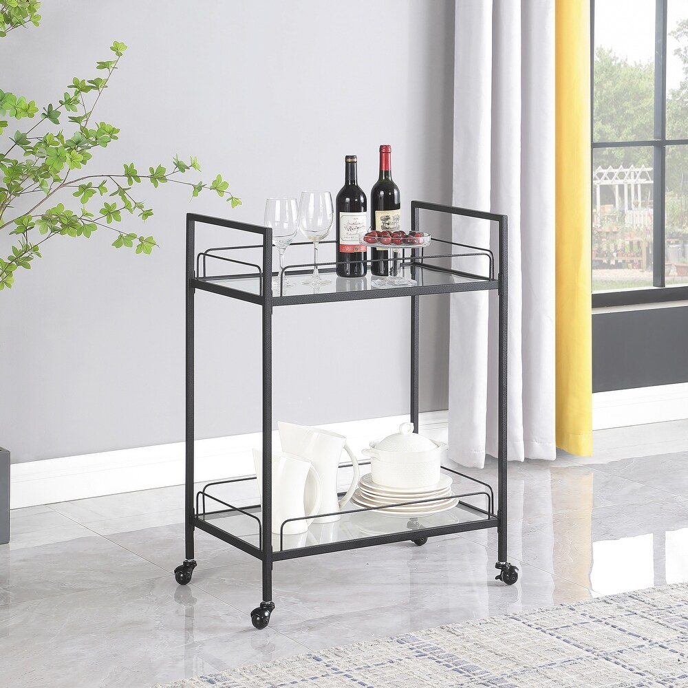 Coaster Furniture Curltis Clear and Black Serving Cart with Glass Shelves