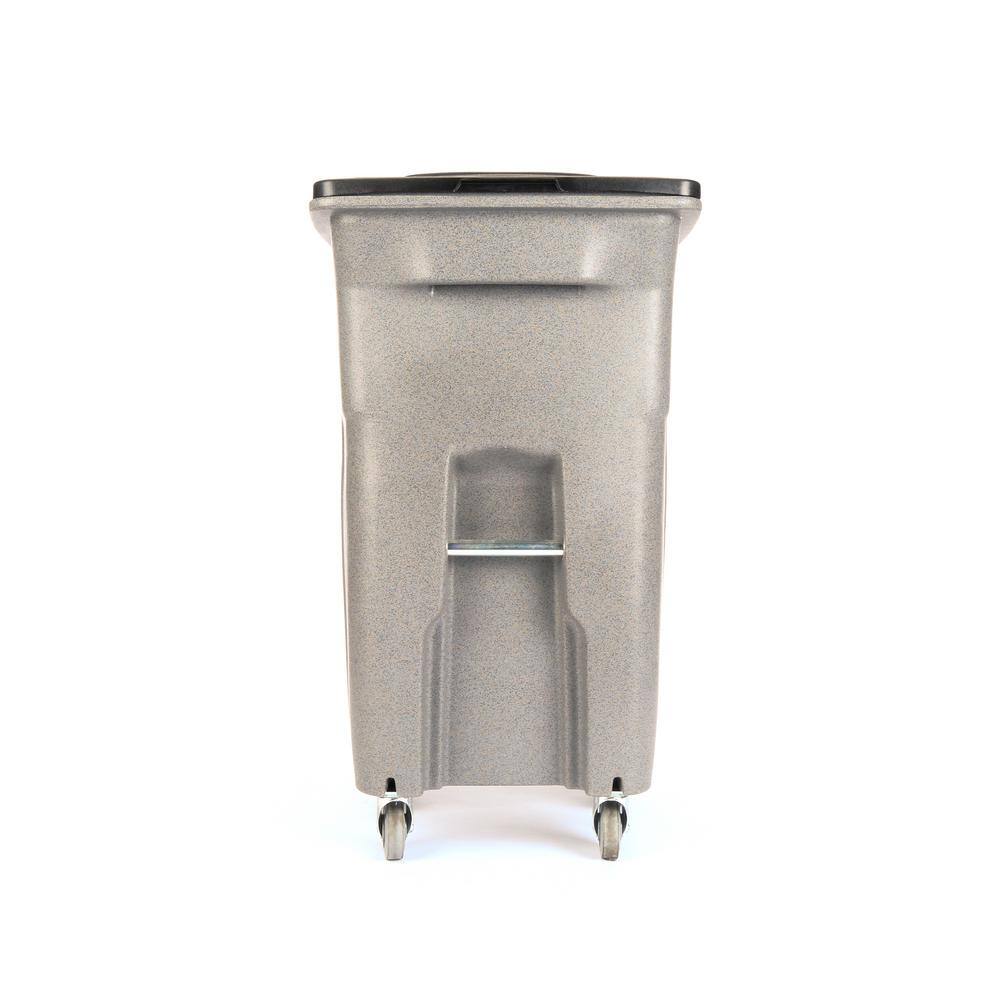 Toter 64 Gal. Graystone Trash Can with Wheels and Lid (2 Caster Wheels 2 Stationary Wheels) ACC64-01GST