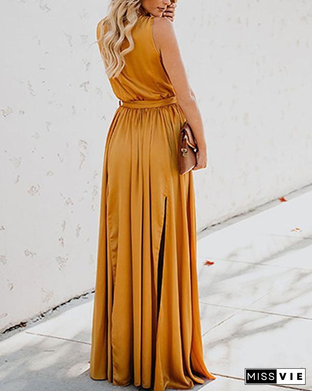 Solid Sleeveless A-line Casual/Vacation Maxi Dresses