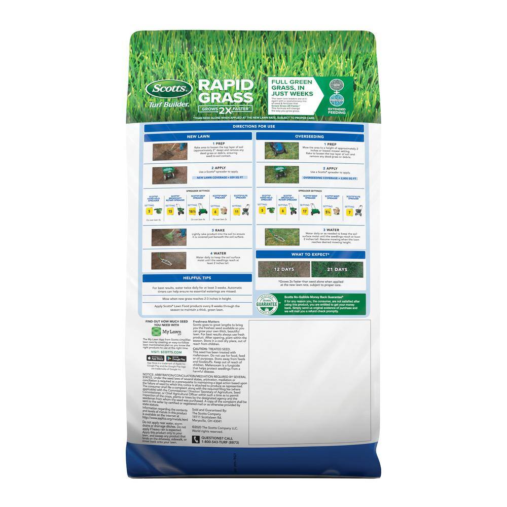 Scotts Turf Builder 5.6 lbs. Rapid Grass Sun  Shade Mix Combination Seed and Fertilizer Grows Green Grass in Just Weeks 18213-1