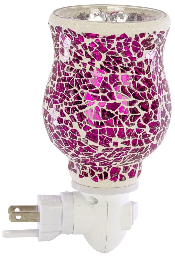 Mosaic Glass Plug-In Fragrance Wax Melt Warmer (Crackled Fuchsia)