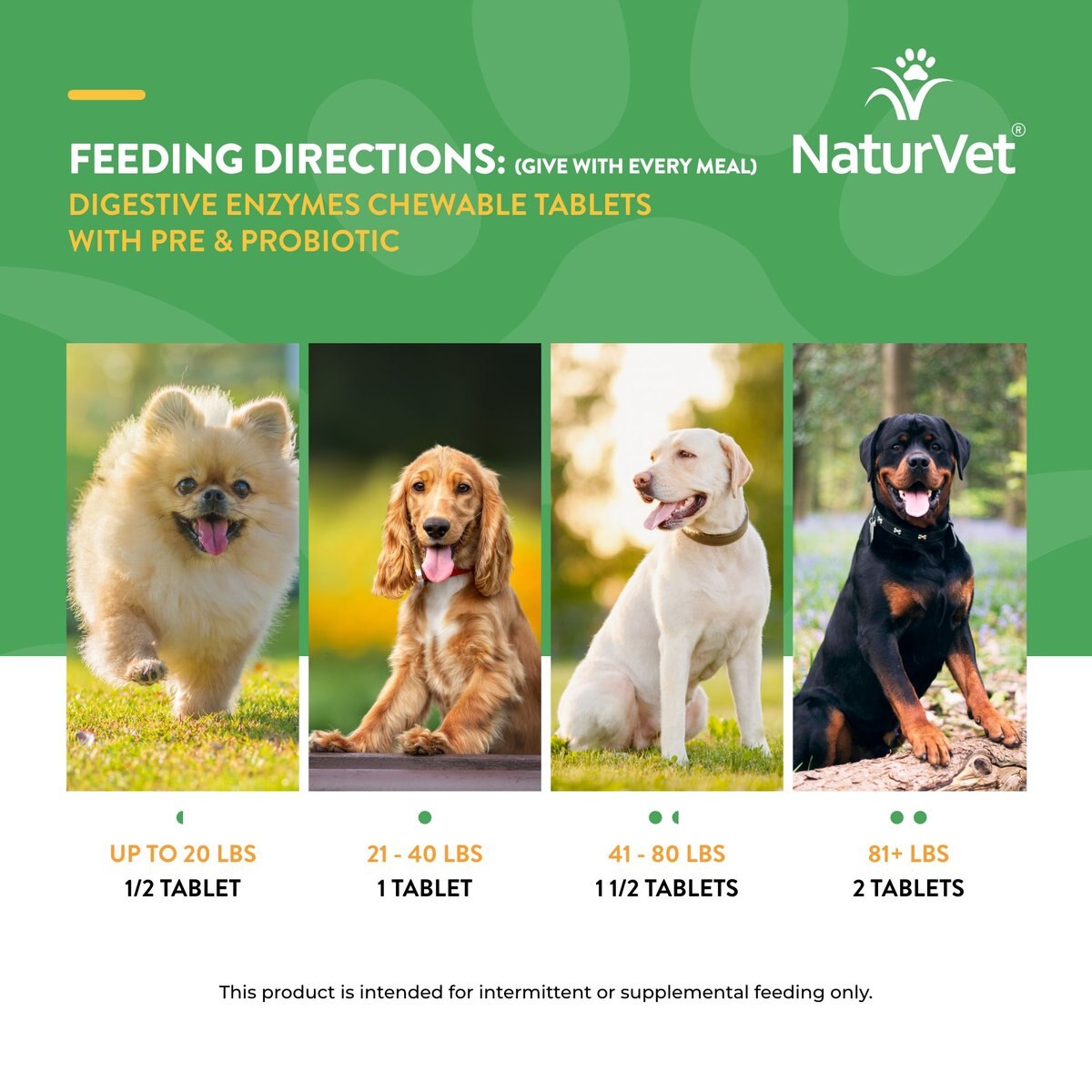 NaturVet Digestive Enzymes Plus Probiotic Chewable Tablets Digestive Supplement for Cats and Dogs