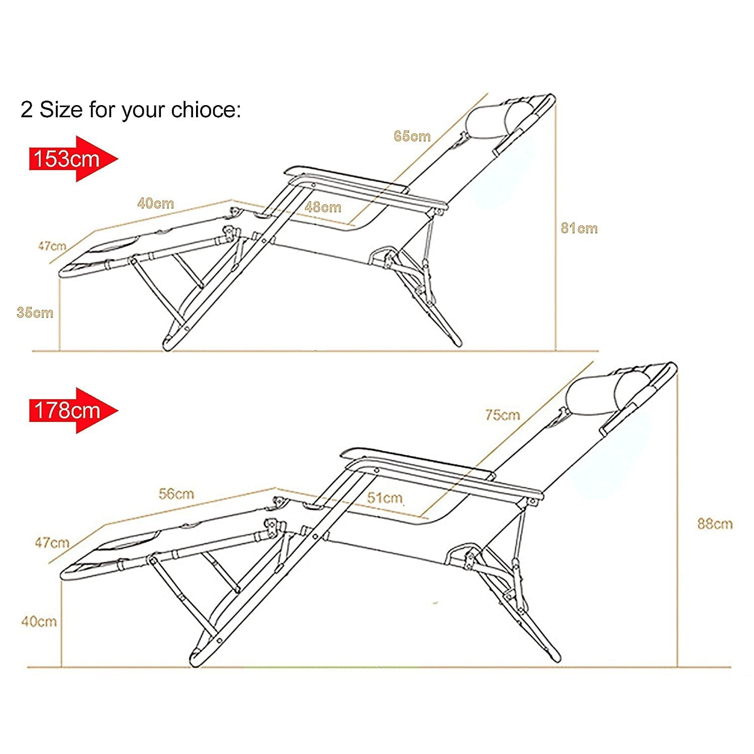 UBesGoo Folding Chaise Lounge Chair Patio Outdoor Pool Beach Lawn Recliner Reclining