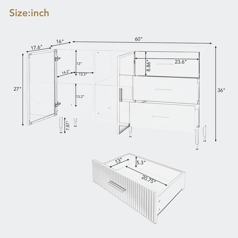 Sideboard MDF Buffet Cabinet