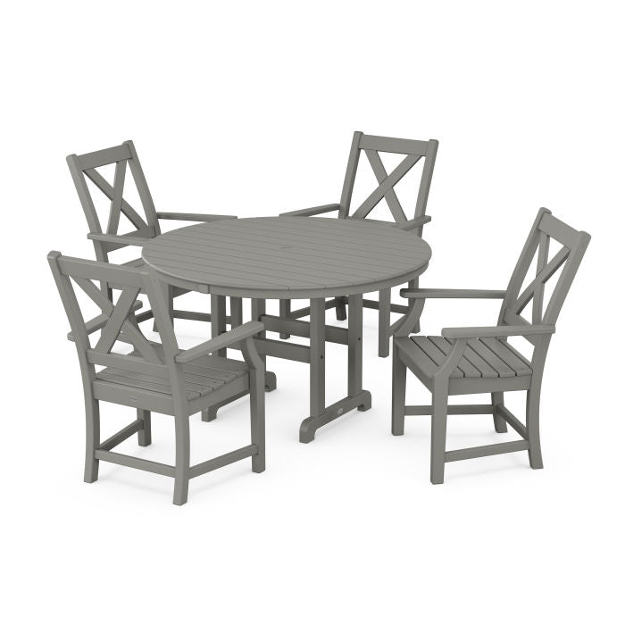 Polywood Braxton 5-Piece Round Farmhouse Dining Set PWS1354-1