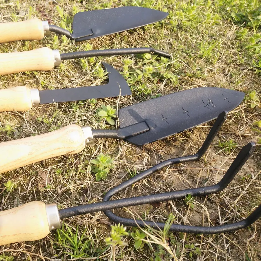 Hot sale s Wood/Metal Garden Tool Garden Hand Tool Carbon steel 6pcs garden tools sets with high quality