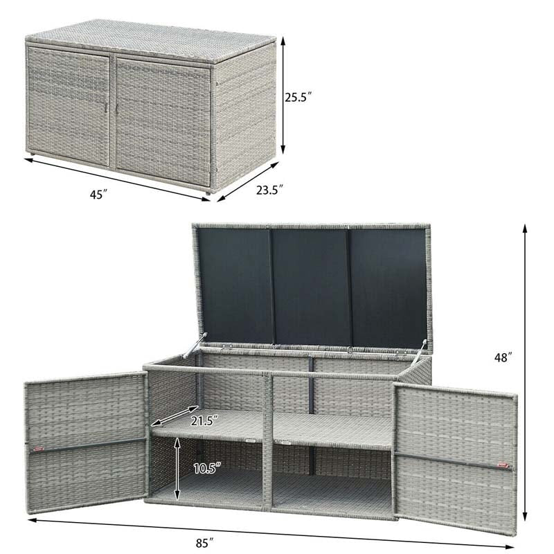 88 Gallon Rattan Outdoor Deck Storage Box Patio Container