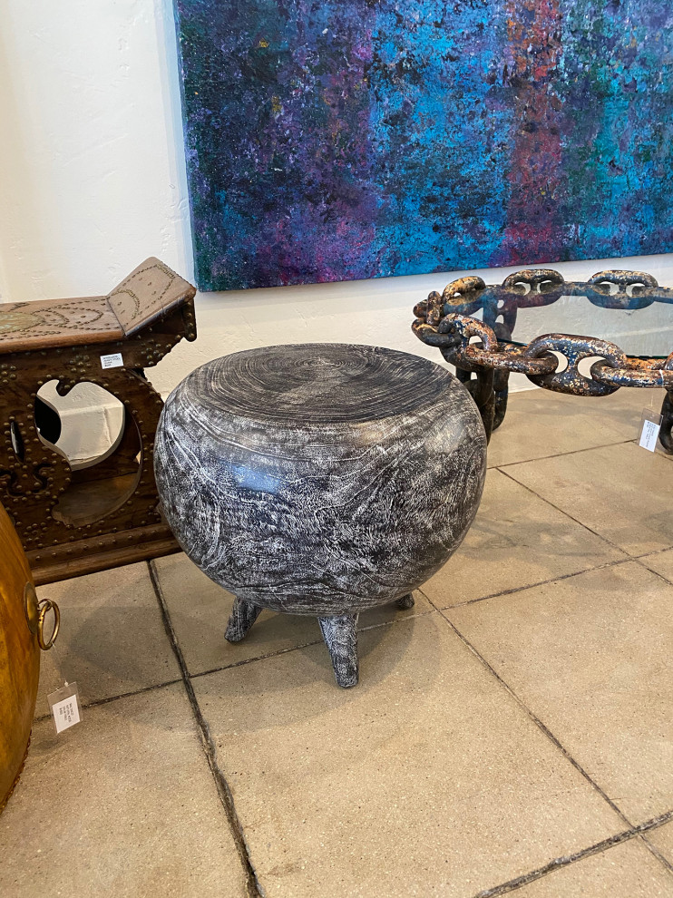 Ebony Washed Kira Stool Table   Rustic   Side Tables And End Tables   by Design Mix Furniture  Houzz