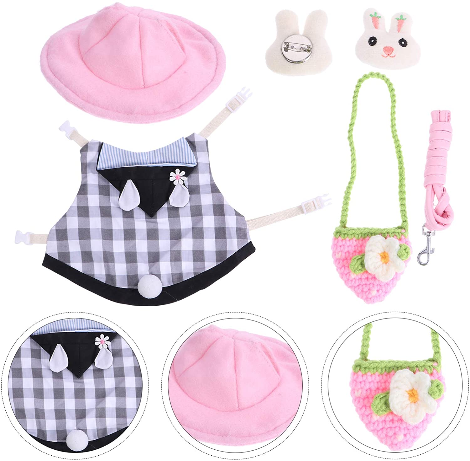 UMMH Girl Vest Pet Bunny Rabbit Ferret Clothes Guinea Pig Costumes Ferret Accessories Dress- 5Pcs Small Girl Clothing