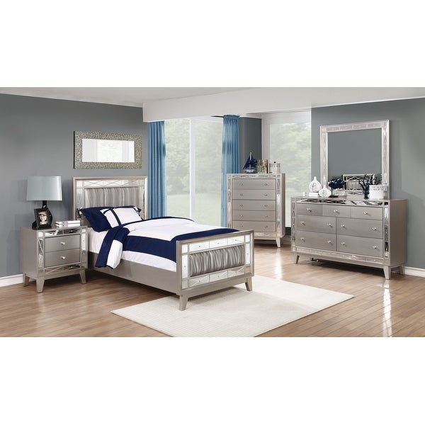 Coaster Furniture Leighton Metallic Mercury 5-piece Upholstered Bedroom Set - - 23600714