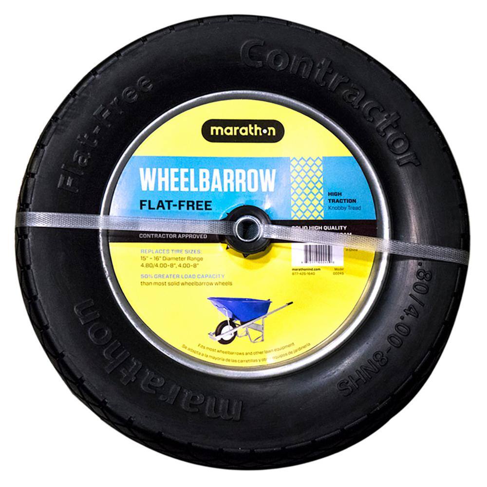 Marathon 15.5 in. Flat-Free Contractor Wheelbarrow Wheel 00245