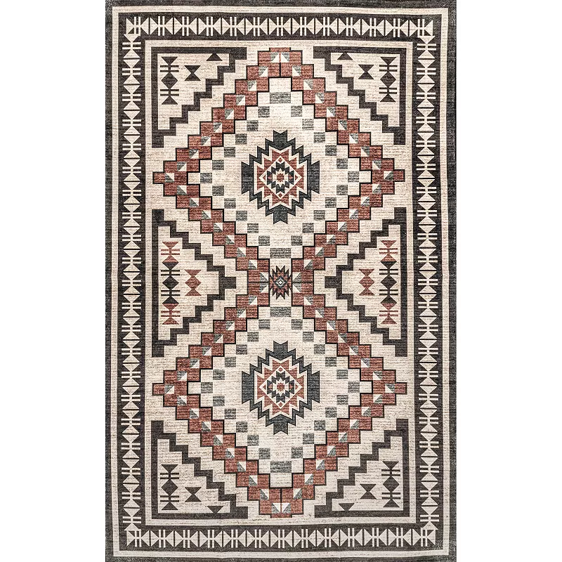 nuLOOM Leighton Machine Washable Southwestern Medallion Area Rug