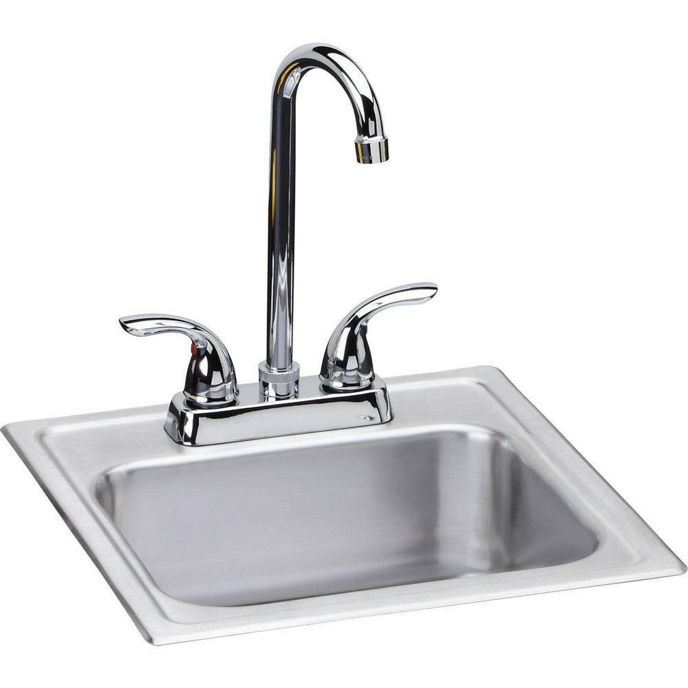 Elkay 15 in. Drop-in Single Bowl 20 Gauge Stainless Bar Sink with Faucet and Strainer Basket HD320874LFR