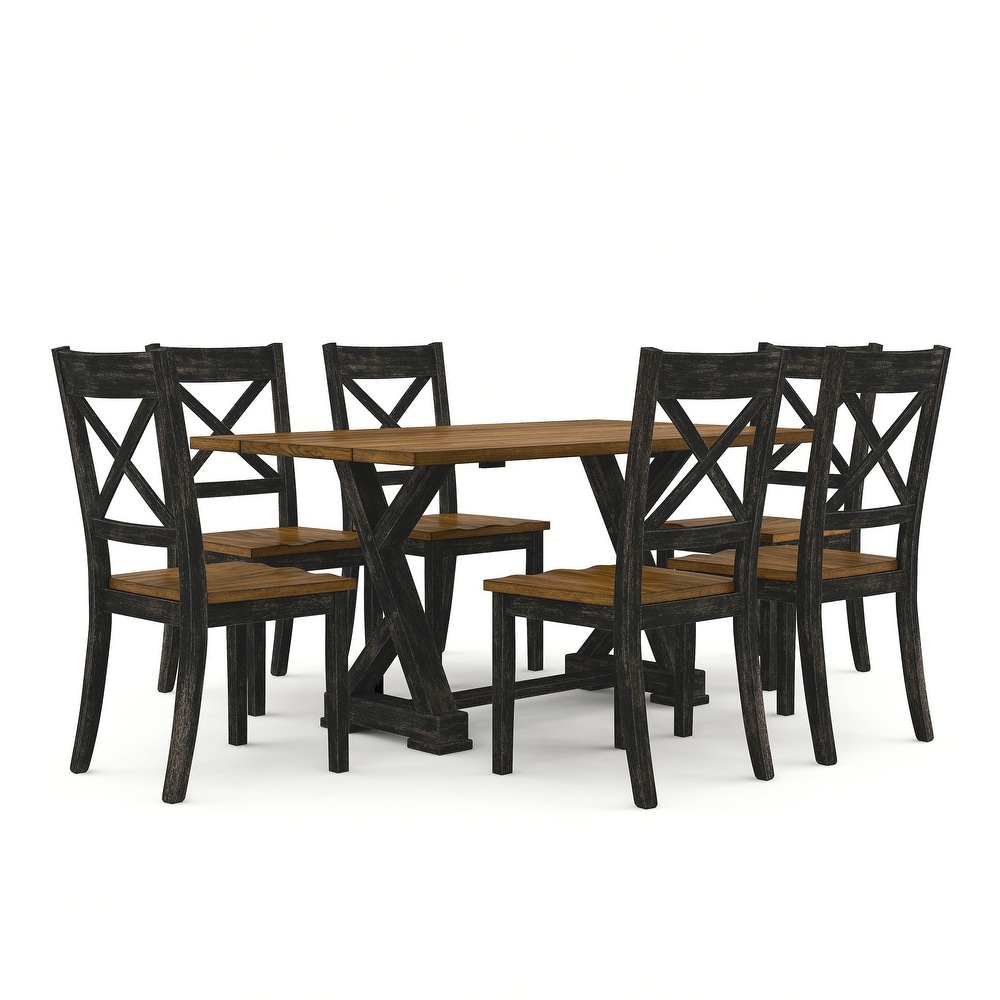 Teasdale Rustic Wood 7 Piece Flip Top Dining Table Set by Furniture of America