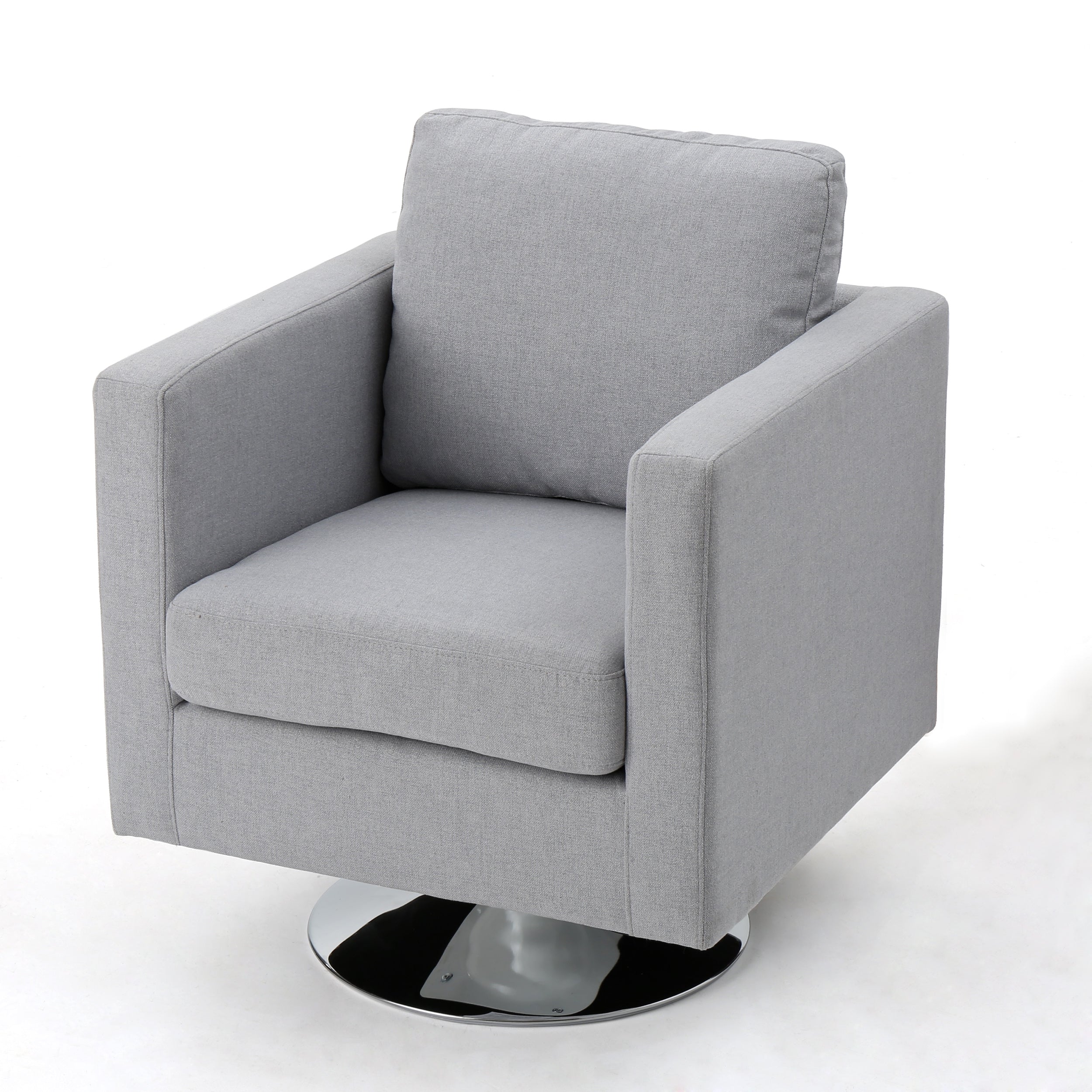 Hahn Modern Cream Fabric Swivel Armchair