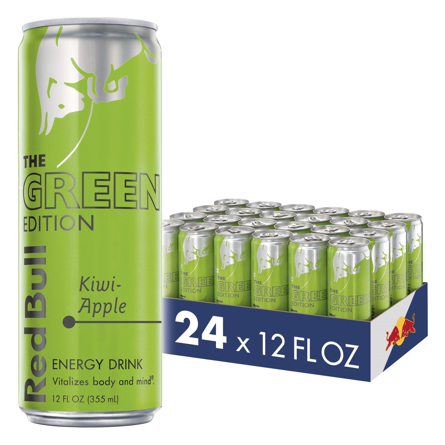 (24 Cans) Red Bull Energy Drink, Kiwi Apple, 12 fl oz, Green Edition