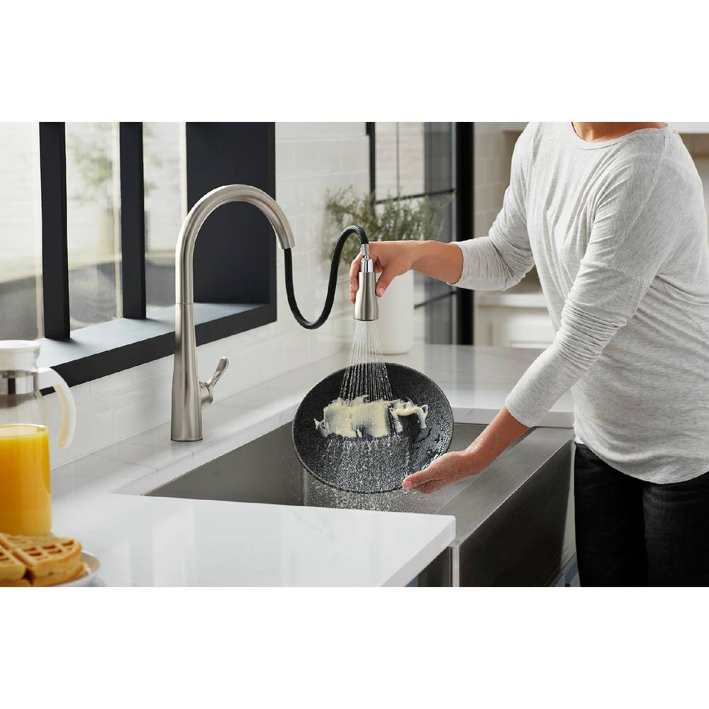 KOHLER Simplice Single-Handle Pull-Down Sprayer Kitchen Faucet with DockNetik and Sweep Spray in Vibrant Stainless K-596-VS