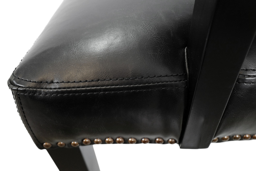 Black Leather and Nailhead Arm Dining Chair   Transitional   Dining Chairs   by Design Mix Furniture  Houzz