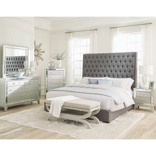 Briarley Metallic Mercury and Grey 5-piece Panel Bedroom Set - - 33987984