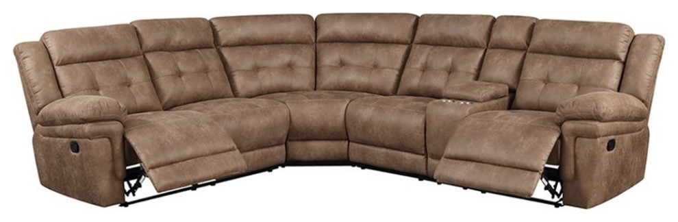 Steve Silver Transitional 3 Piece Microfiber Reclining Sectional in Chocolate   Transitional   Sectional Sofas   by Homesquare  Houzz