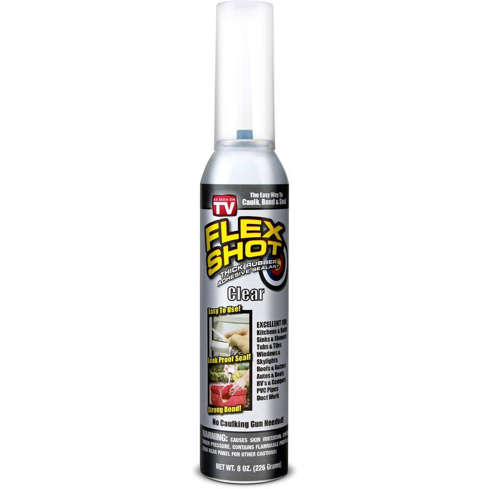 FLEX SEAL FAMILY OF PRODUCTS Flex Shot 8 fl. oz. Clear Thick Rubber Mildew Resistant Waterproof Sealant (4-Pack) FSH8C-4CS