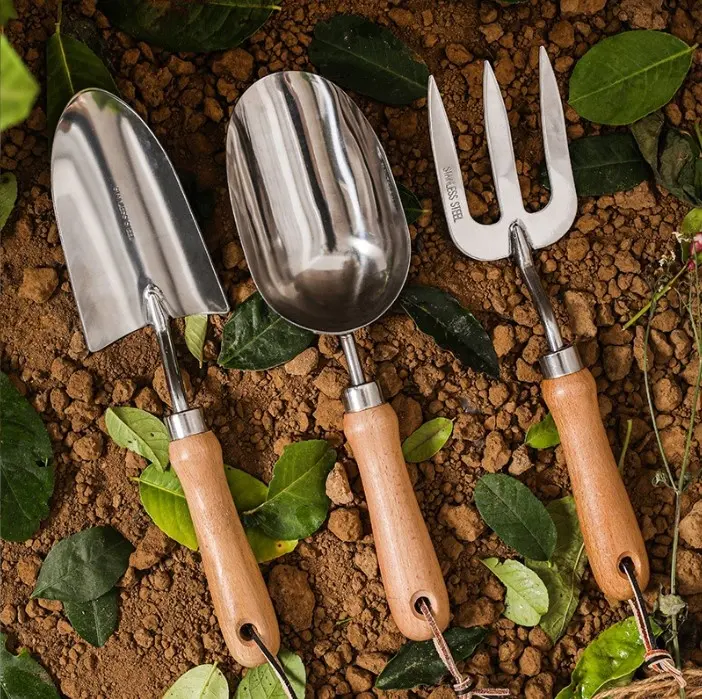 stainless steel trowel shovel agricultural tools Anti Rust garden hand tools with wood handle