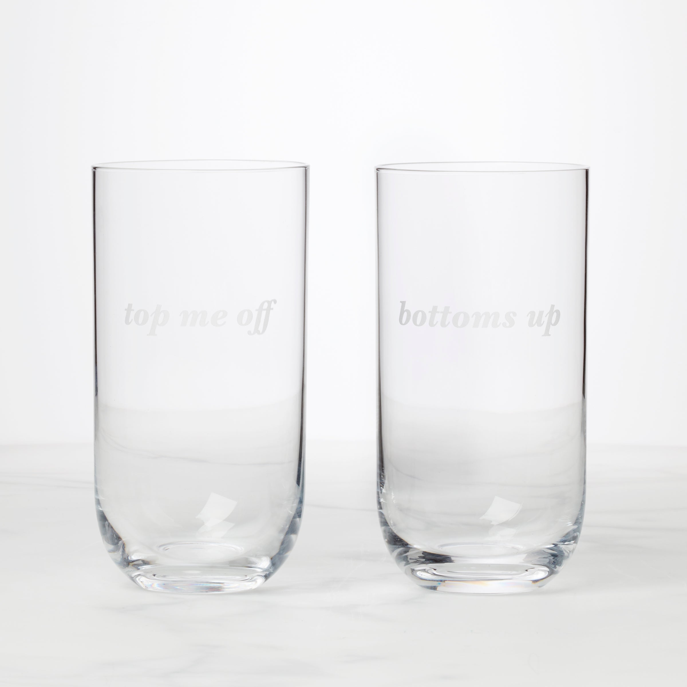 Bottoms Up & Top Me Off Hiball Glasses, Set of 2