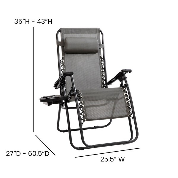 2 Pack Adjustable Mesh Zero Gravity Lounge Chair with Cup Holder Tray