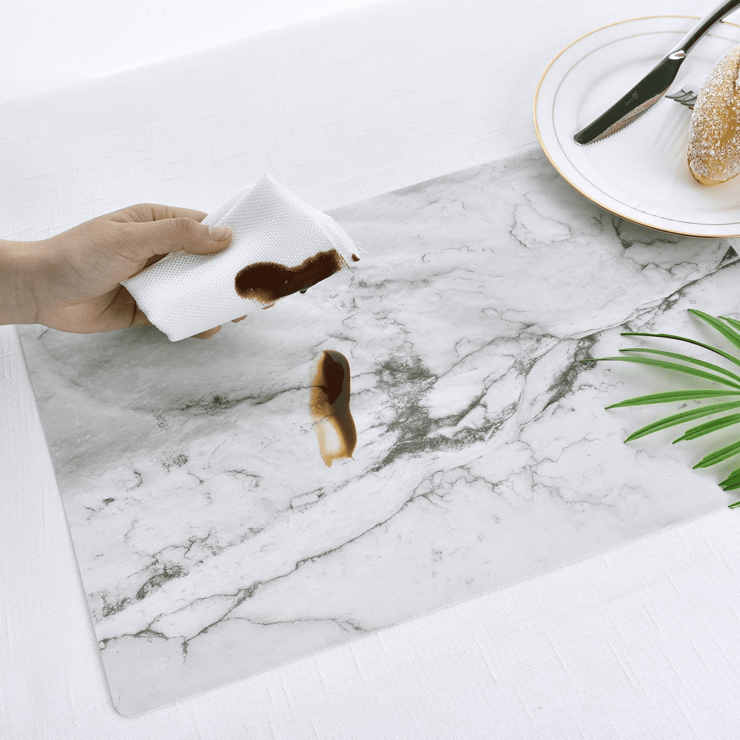 iMucci Marble Placemats for Dining Table Set of 6 Environmental Table Mats Easy Clean for Kitchen Dinner Party