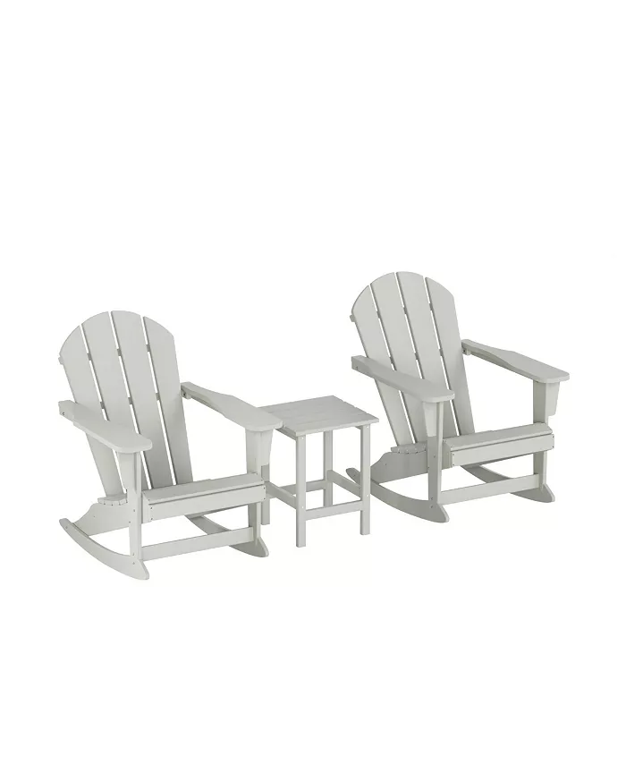 WestinTrends 3 Piece set Outdoor Patio Poly Adirondack rocking chairs with side table