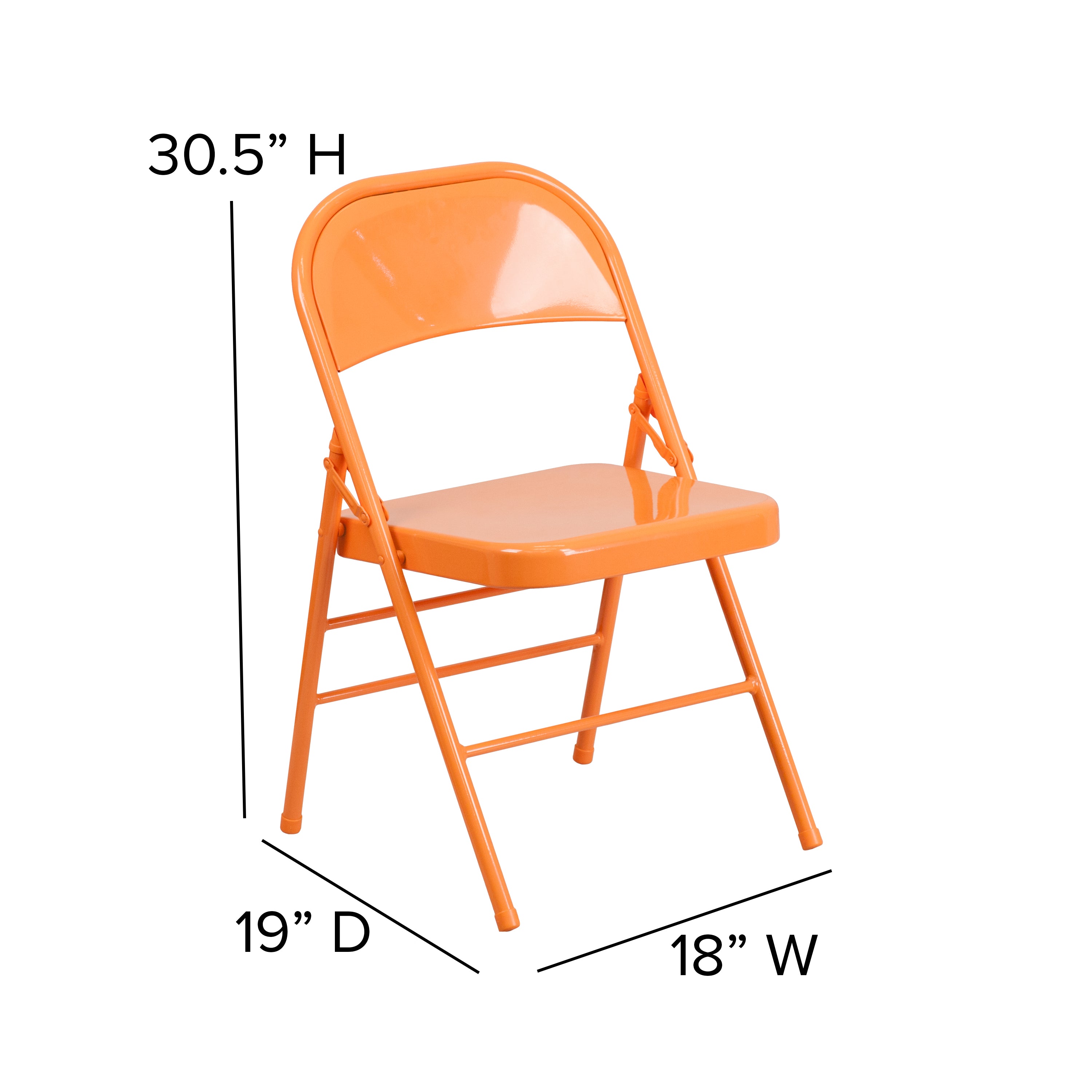 Flash Furniture 4 Pack HERCULES COLORBURST Series Orange Marmalade Triple Braced & Double Hinged Metal Folding Chair