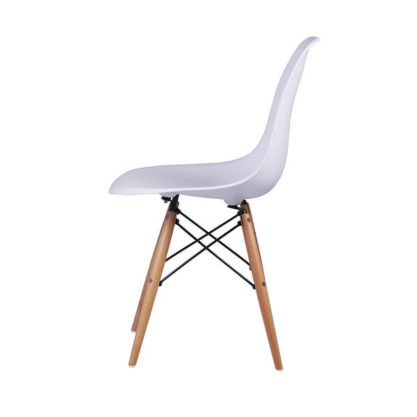 White Plastic Armless Side Dining Chair with Wood Legs-1 Pcs